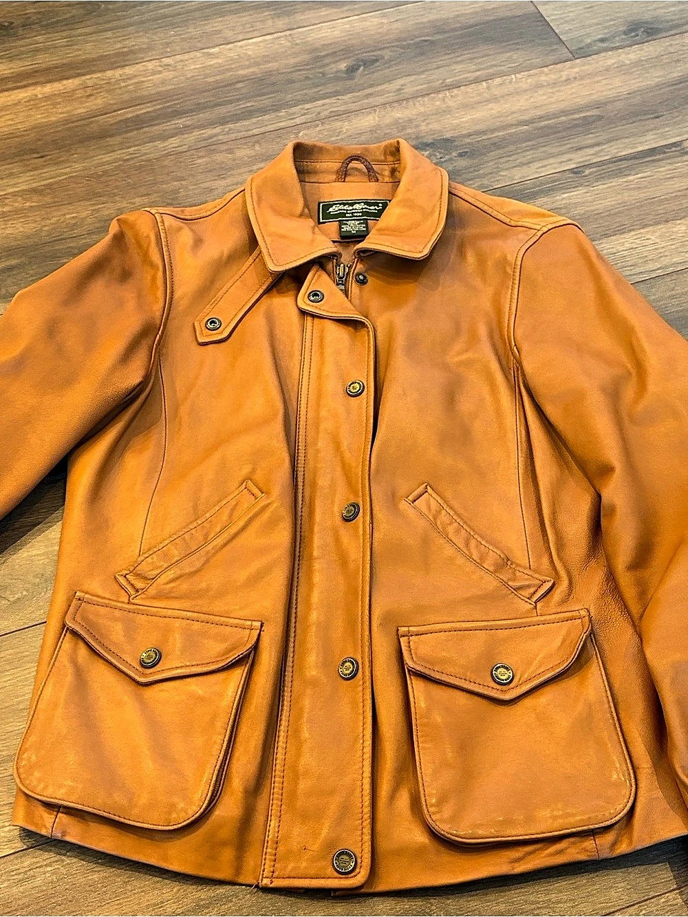 Vintage Eddie Bauer Tan Leather Jacket Size Medium